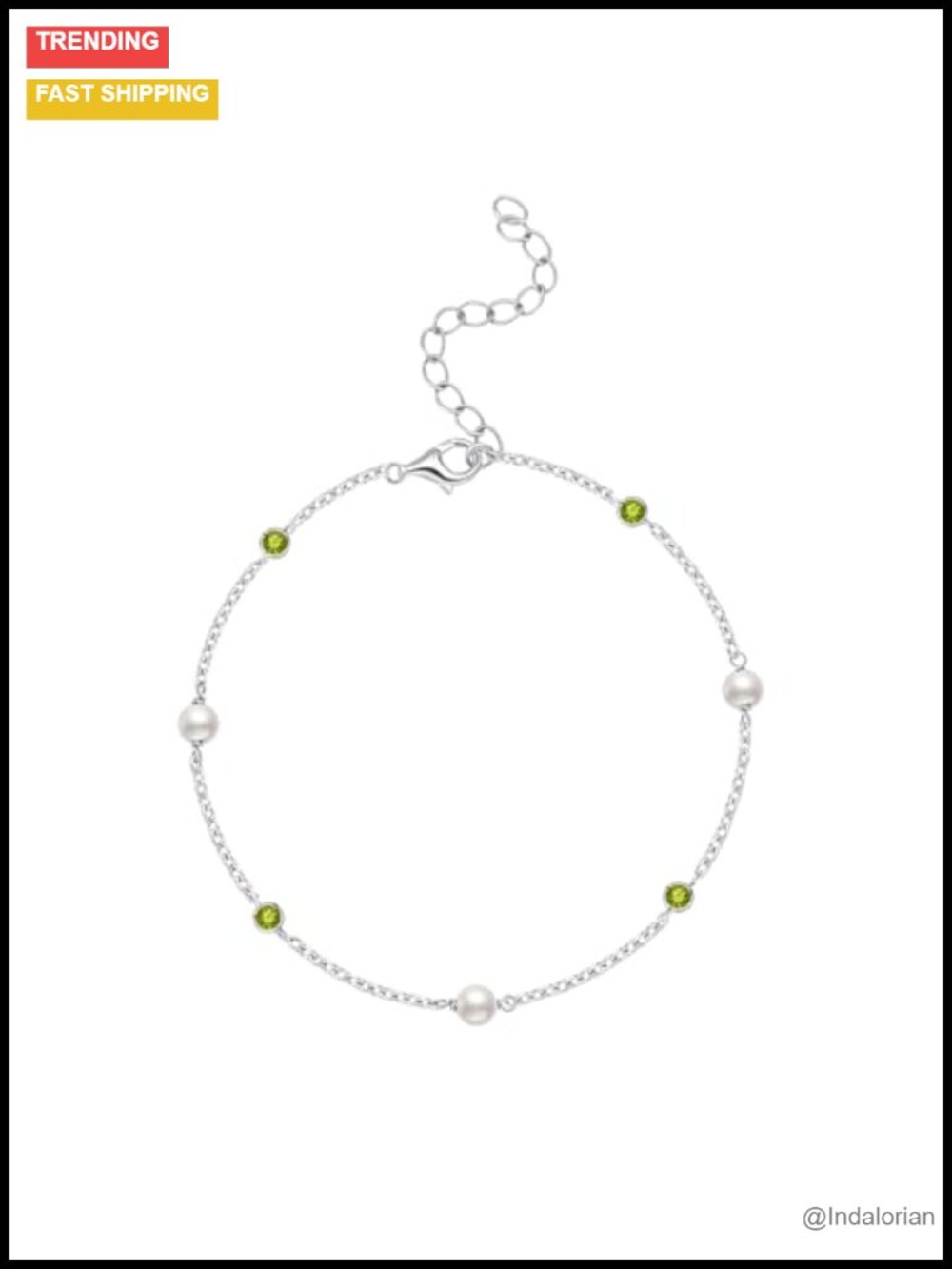 925 Sterling Silver Pearl Anklet Adjustable Lobster Claw Gift Box